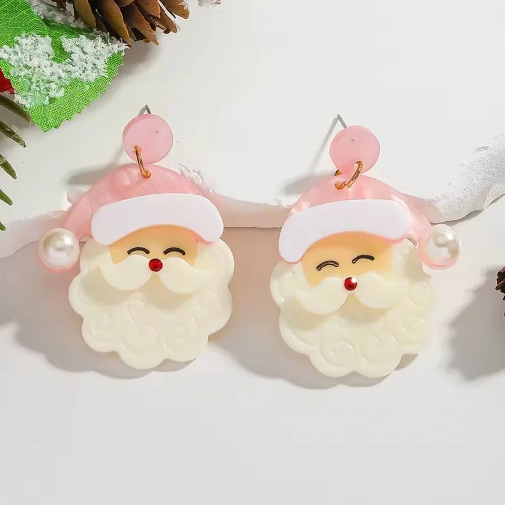 Santa Pink Festive Earrings